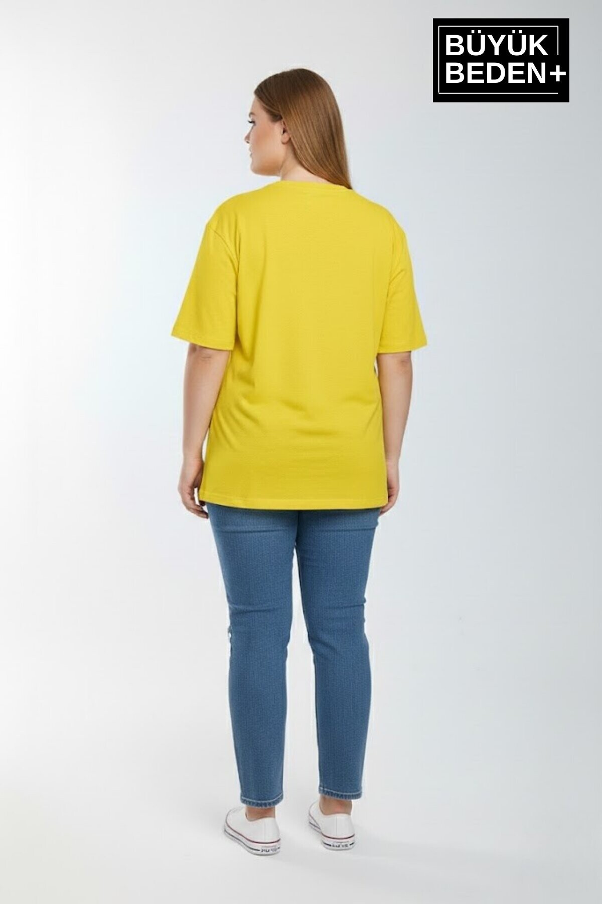 Süperlife Kadın Büyük Beden El Yazılı California Baskılı 3xl-6xl Bisiklet Yaka Tshırt SPR25BTSK510-7