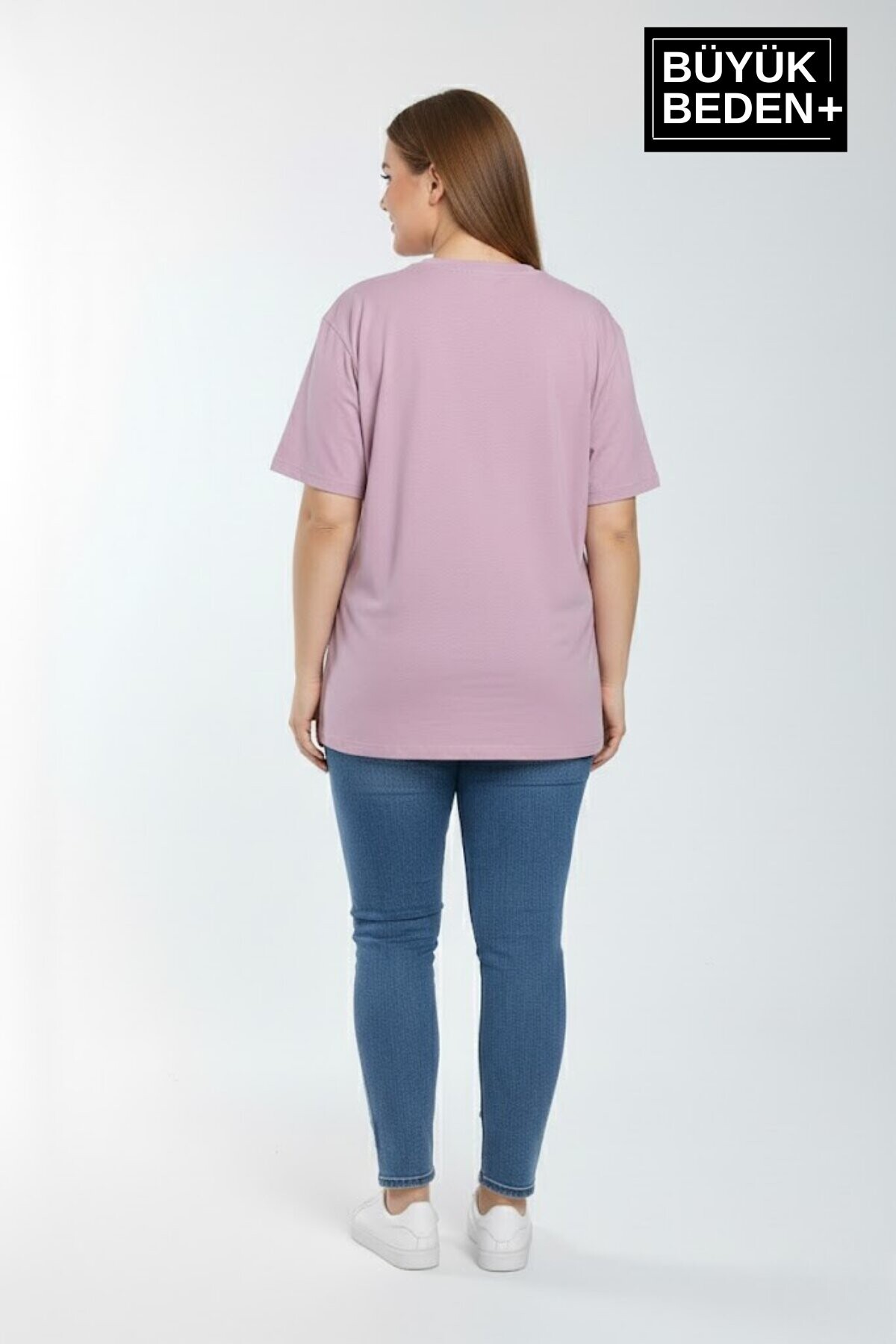 Süperlife Kadın Büyük Beden El Yazılı California Baskılı 3xl-6xl Bisiklet Yaka Tshırt SPR25BTSK510-7