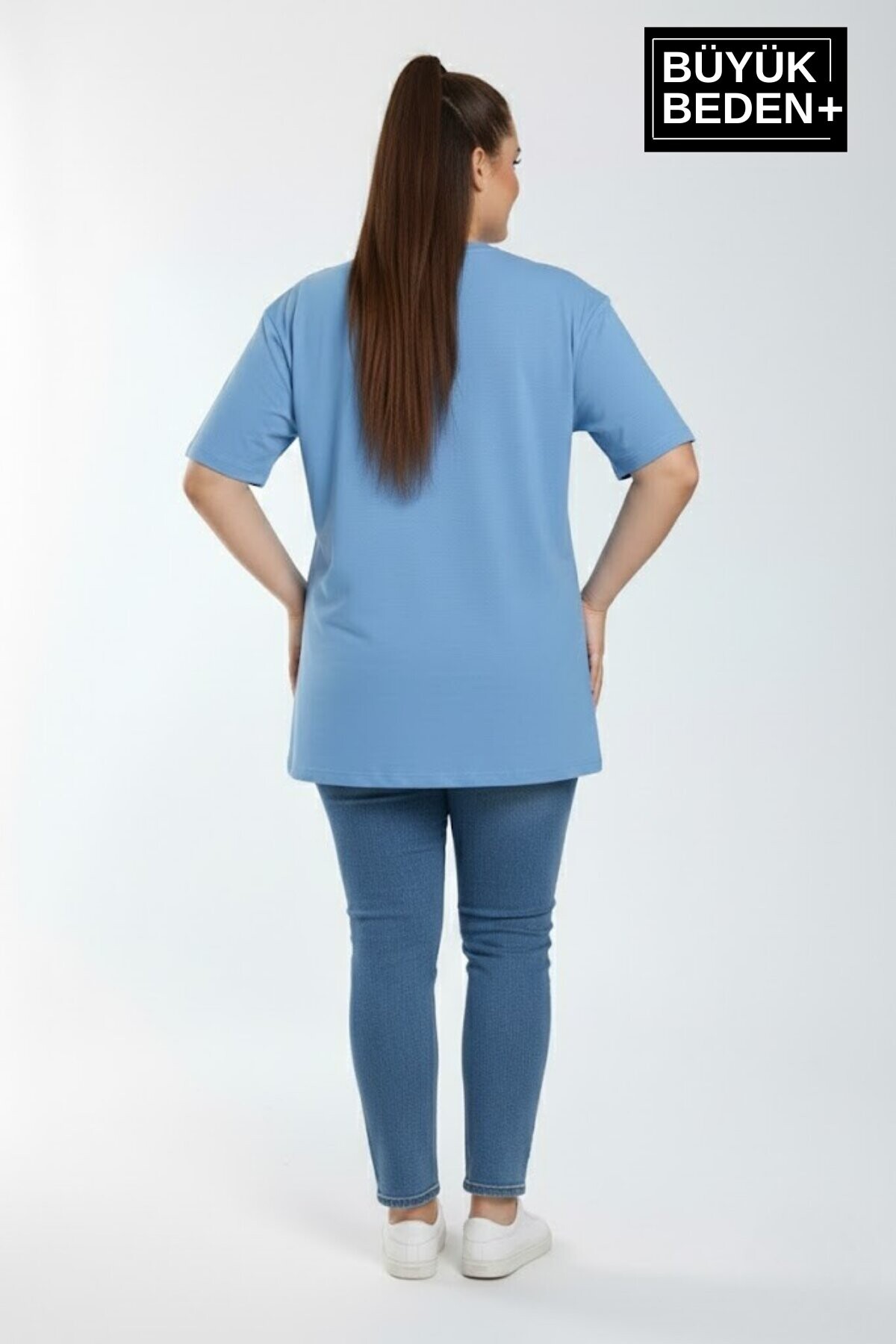 Süperlife Kadın Büyük Beden El Yazılı California Baskılı 3xl-6xl Bisiklet Yaka Tshırt SPR25BTSK510-7