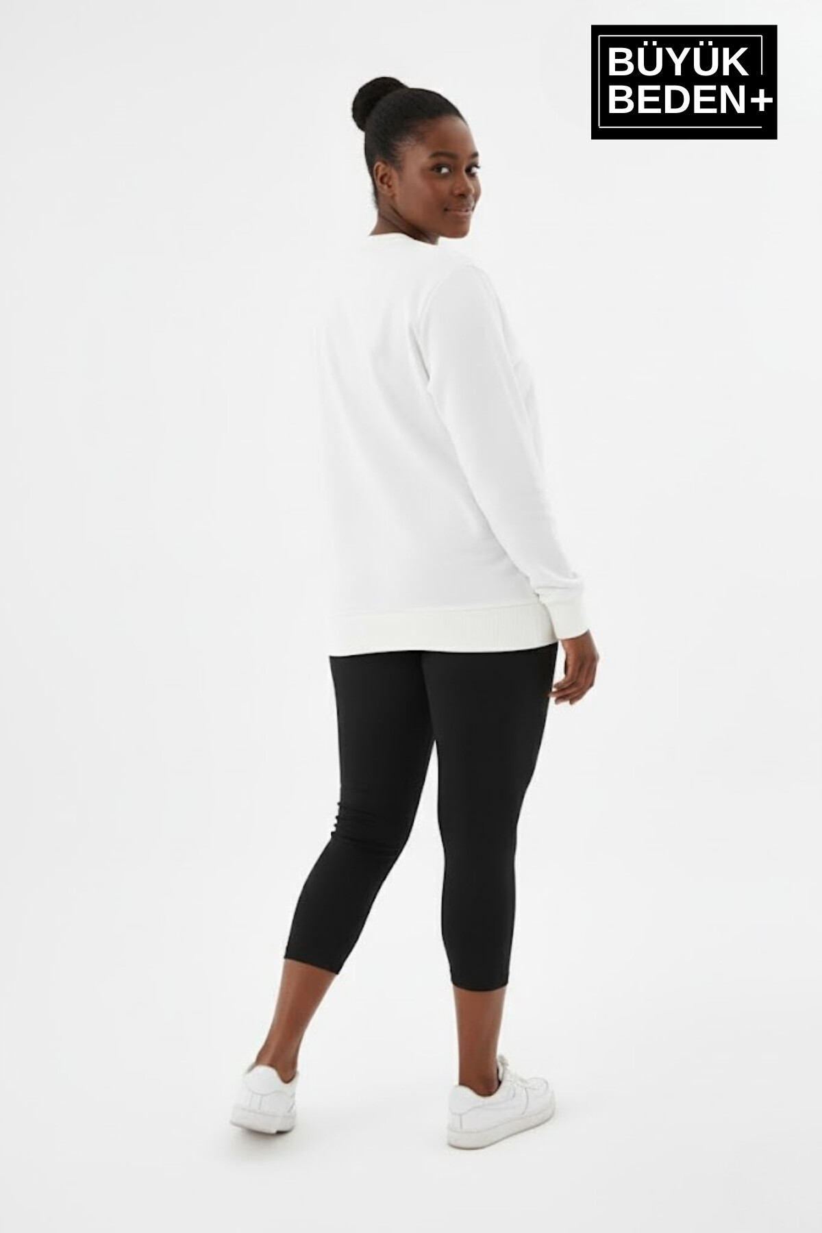 Kadın Büyük Beden NY Newyork Baskılı Bisiklet Yaka ince Sweatshirt SPR26BSWK956-15