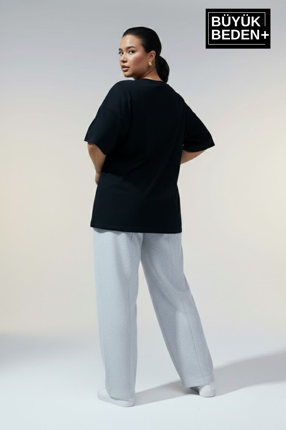 Süperlife Kadın Büyük Beden Orta Brooklyn Baskılı  3xl-6xl Bisiklet Yaka Tshırt SPR26BTSK510-8