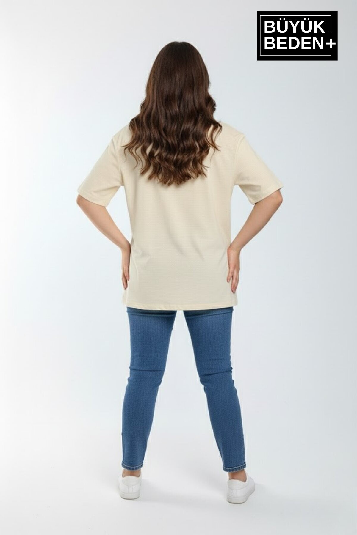 Süperlife Kadın Büyük Beden Orta Brooklyn Baskılı  3xl-6xl Bisiklet Yaka Tshırt SPR26BTSK510-8