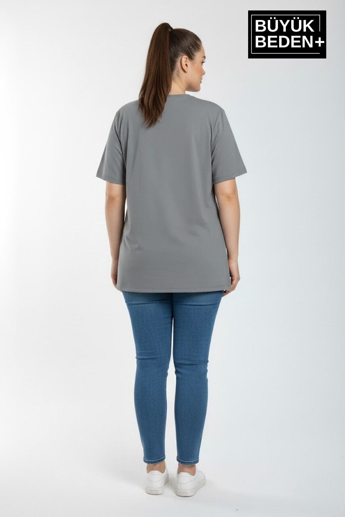 Süperlife Kadın Büyük Beden Orta Brooklyn Baskılı  3xl-6xl Bisiklet Yaka Tshırt SPR26BTSK510-8