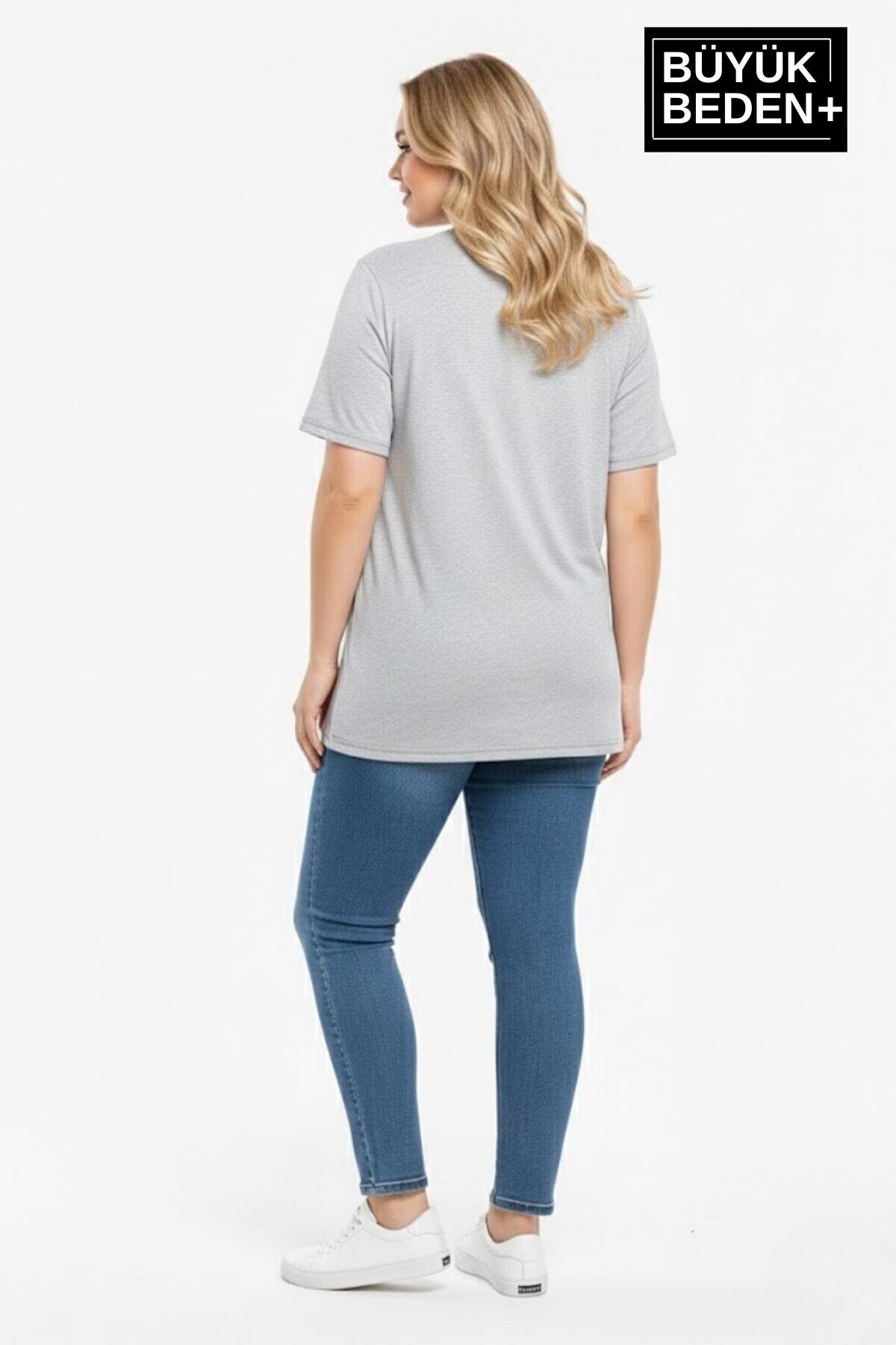 Süperlife Kadın Büyük Beden Orta Brooklyn Baskılı  3xl-6xl Bisiklet Yaka Tshırt SPR26BTSK510-8