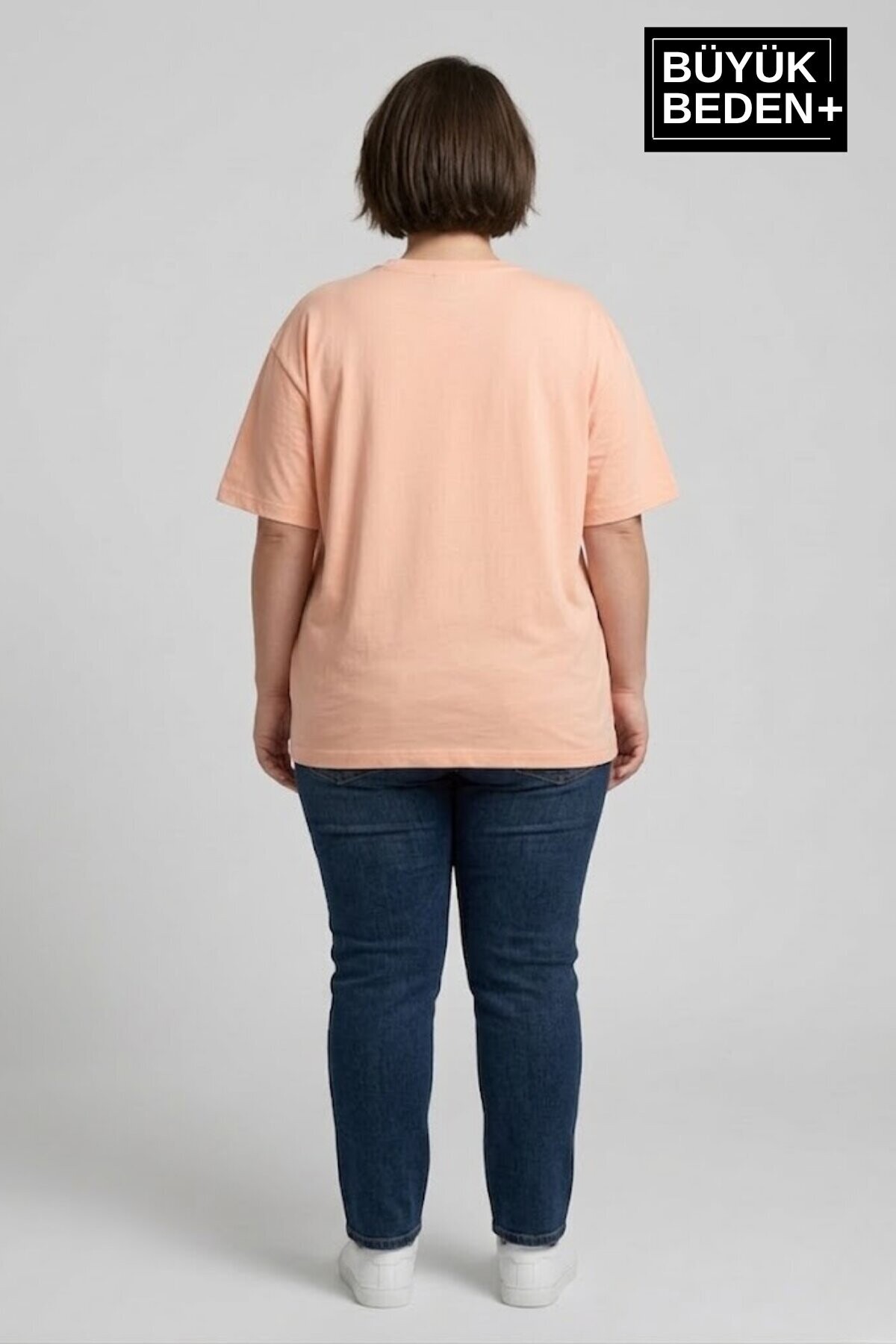 Süperlife Kadın Büyük Beden Orta Brooklyn Baskılı  3xl-6xl Bisiklet Yaka Tshırt SPR26BTSK510-8
