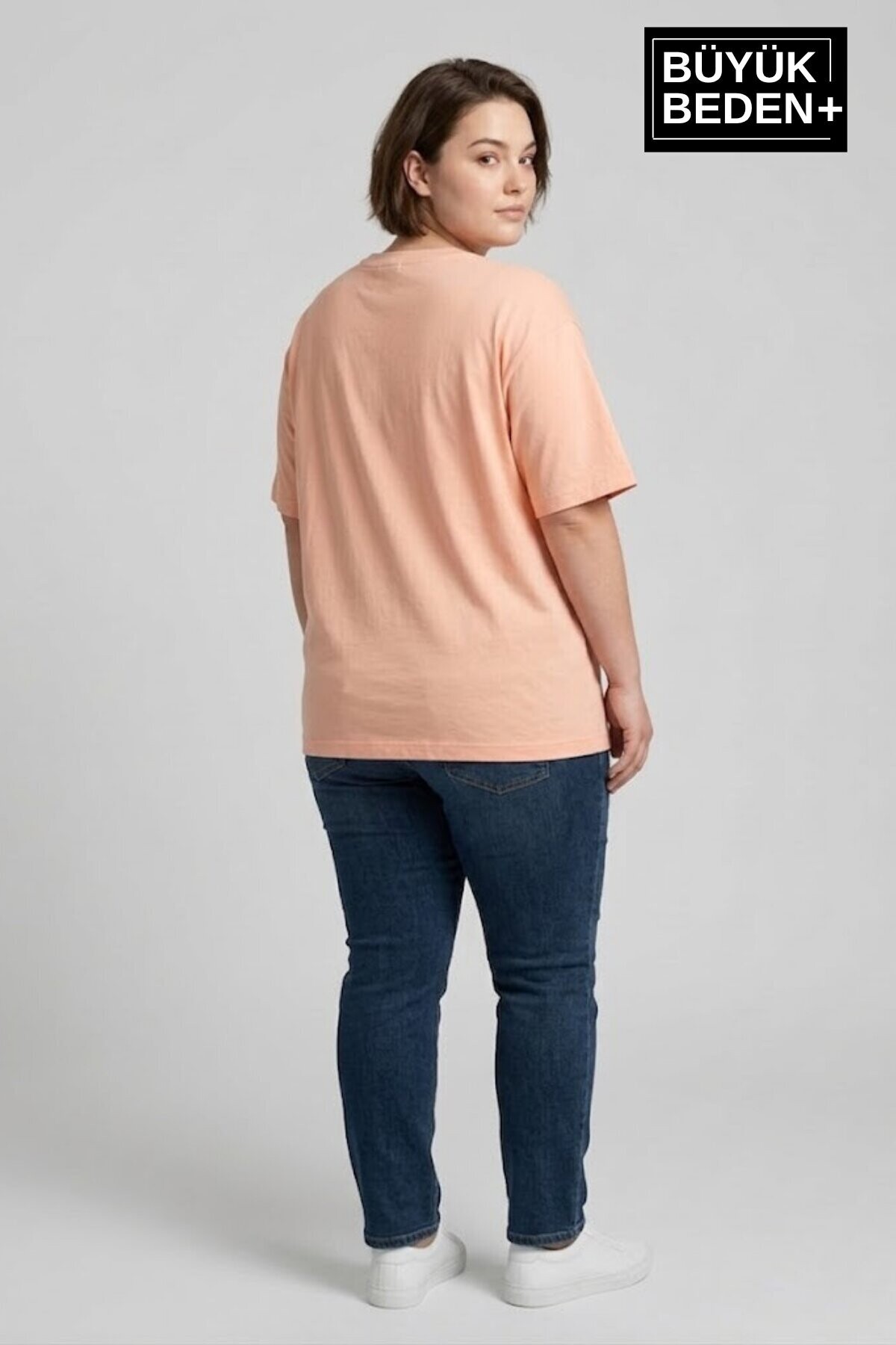 Süperlife Kadın Büyük Beden Orta Brooklyn Baskılı  3xl-6xl Bisiklet Yaka Tshırt SPR26BTSK510-8