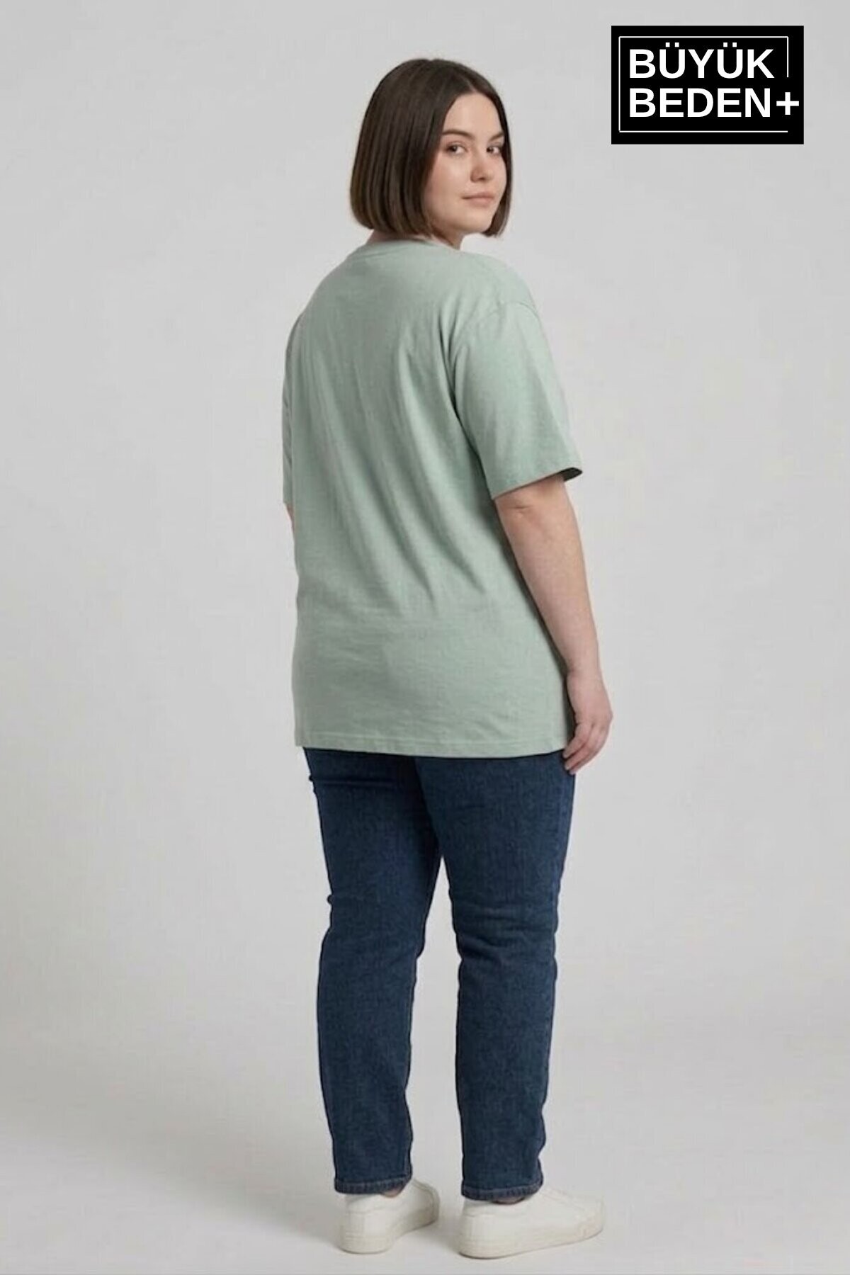 Süperlife Kadın Büyük Beden Orta Brooklyn Baskılı  3xl-6xl Bisiklet Yaka Tshırt SPR26BTSK510-8
