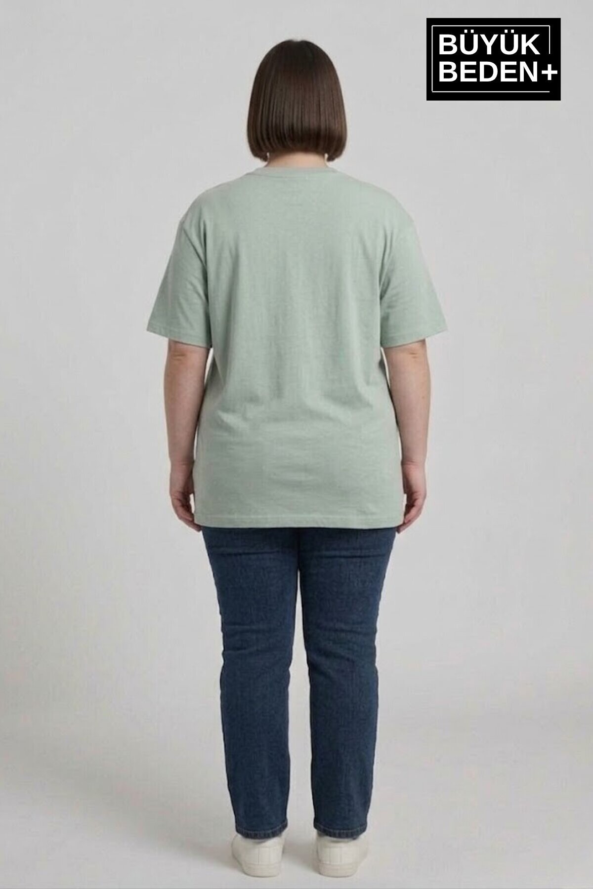 Süperlife Kadın Büyük Beden Orta Brooklyn Baskılı  3xl-6xl Bisiklet Yaka Tshırt SPR26BTSK510-8