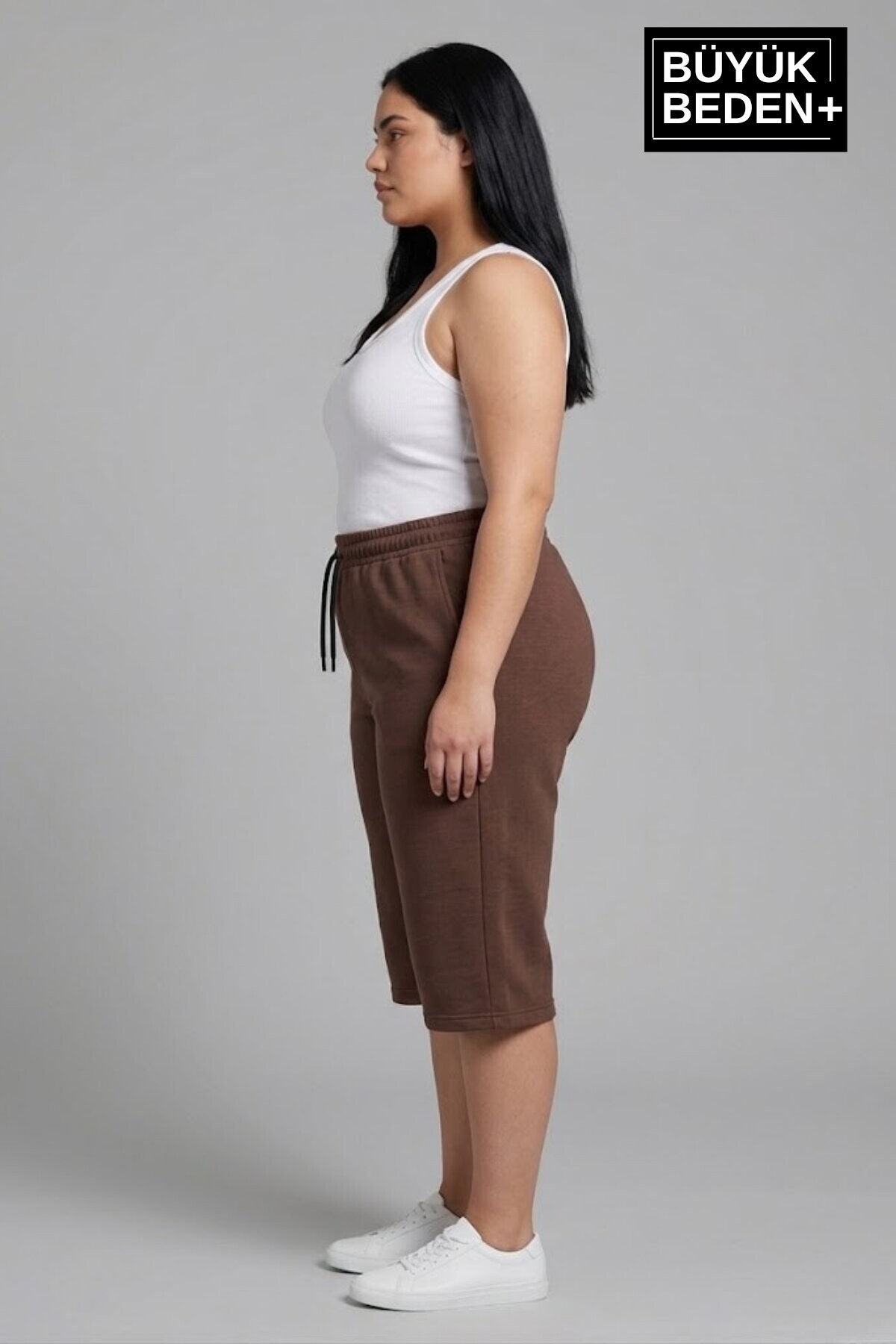 Kadın Büyük Beden Şort 3XL-6XL  Rahat Kesim Diz Altı Günlük Şort-SPR26BSRK591