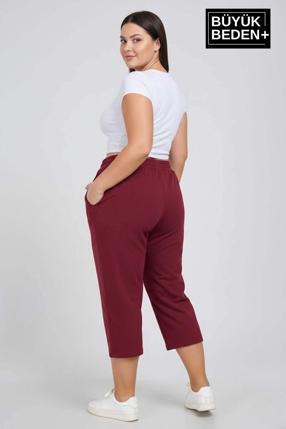 Kadın Büyük Beden Şort 3XL-6XL  Rahat Kesim Diz Altı Günlük Şort-SPR26BSRK591