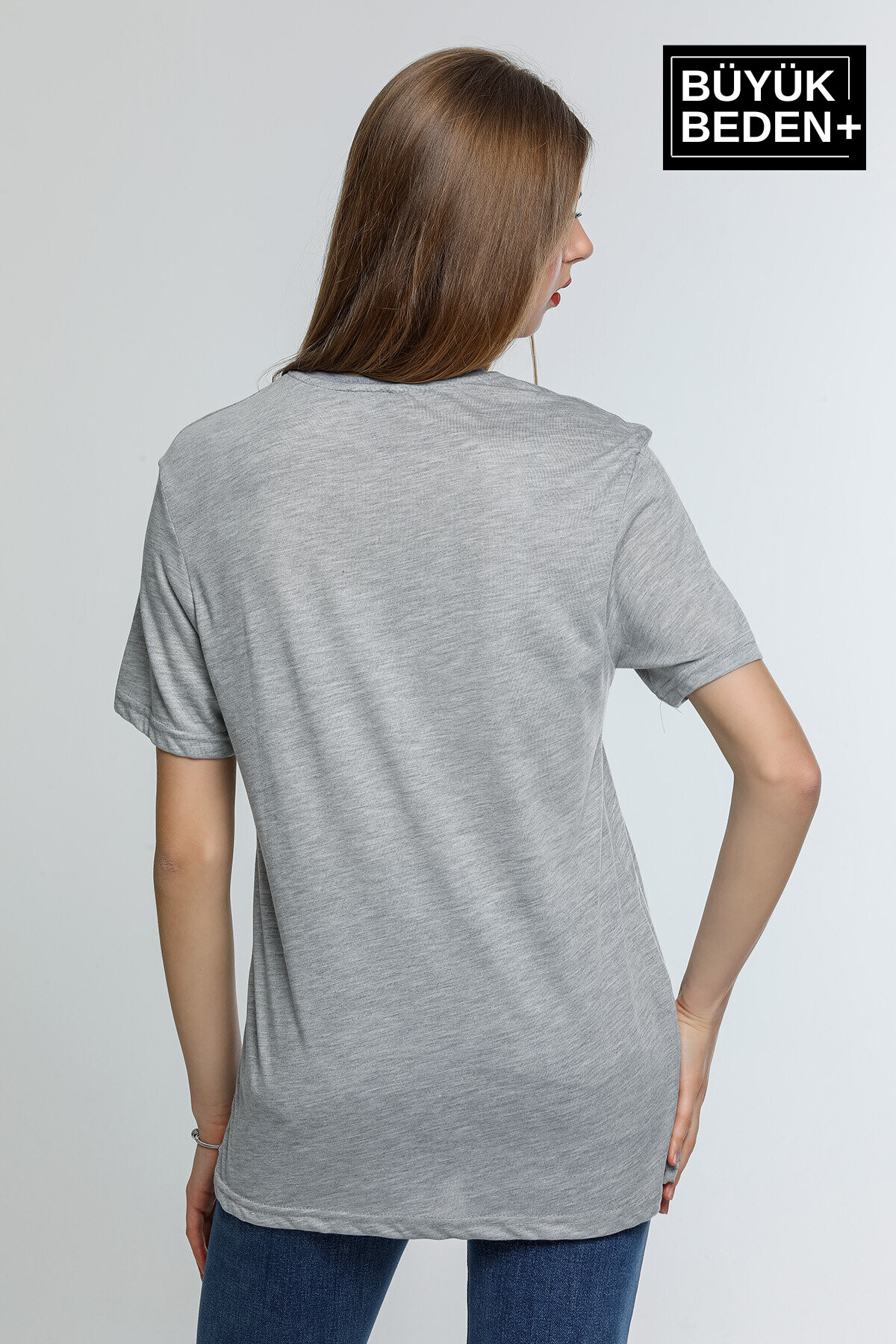 Süperlife Kadın Büyük Beden Yelken Baskılı 3xl-6xl Bisiklet Yaka Tshırt SPR26BTSK510-11
