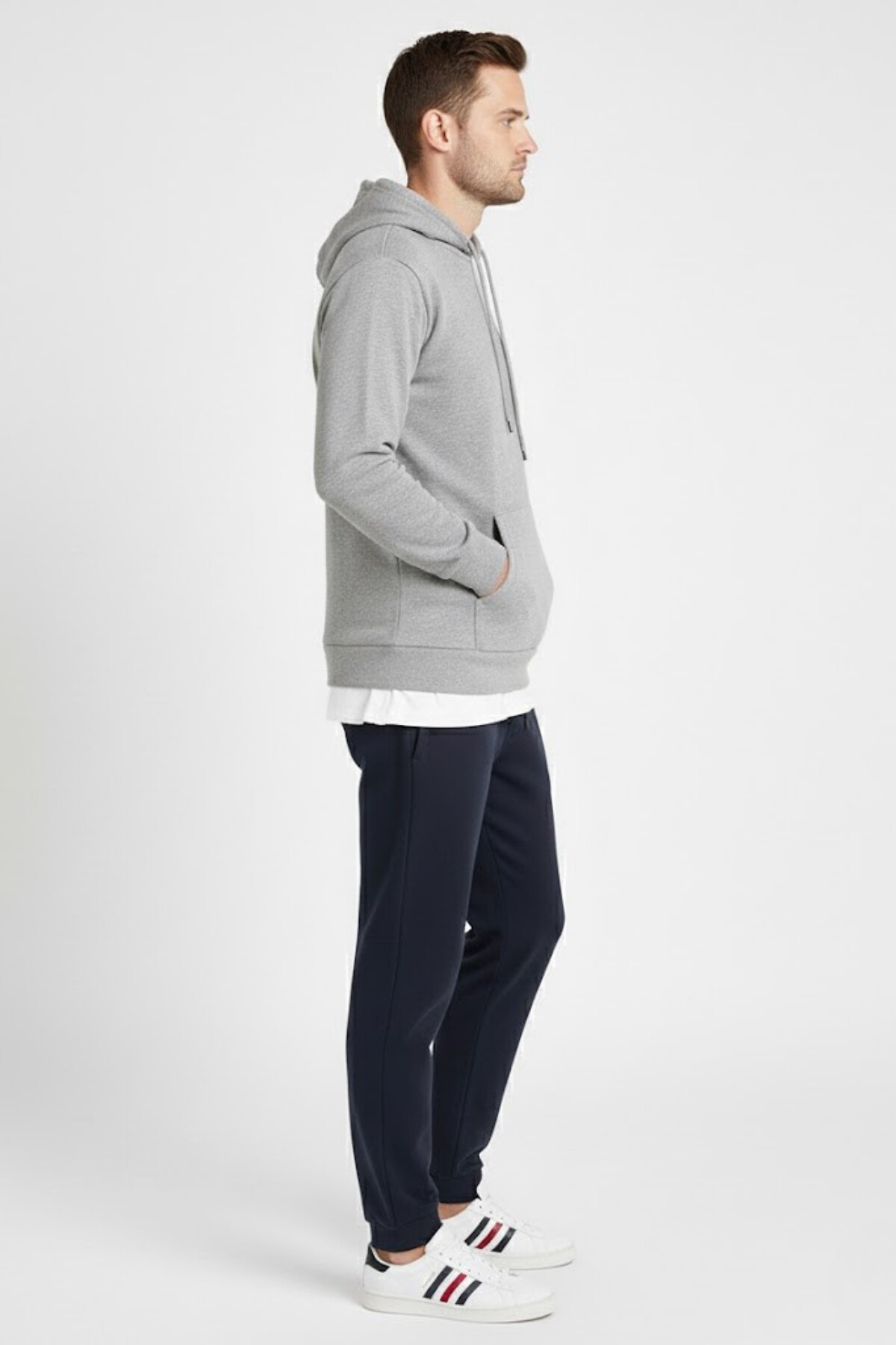 Süperlife Kapşonlu Uzun Kollu Baskılı Dar Kalıp İnce Erkek Sweatshirt SPR 2019K61