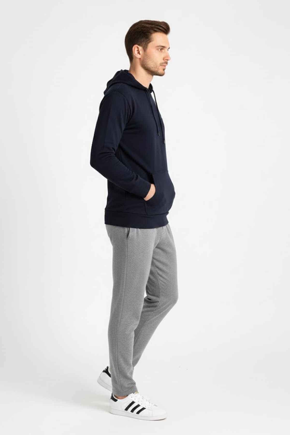 Süperlife Kapşonlu Uzun Kollu Baskılı Dar Kalıp İnce Erkek Sweatshirt SPR 2019K61