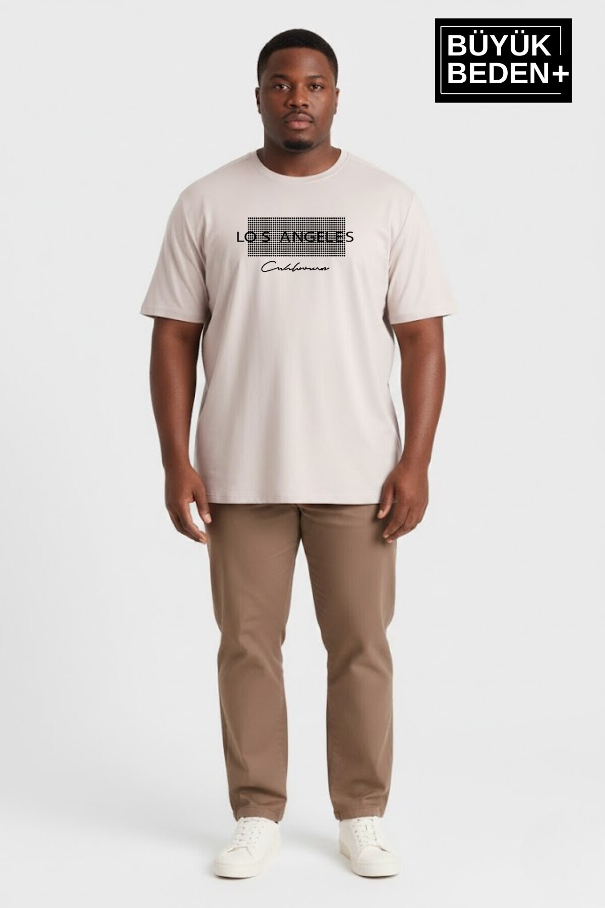 Erkek Büyük Beden Los Angeles Baskılı 3xl-6xl Bisiklet Yaka Tshırt SPR26BTS510-18