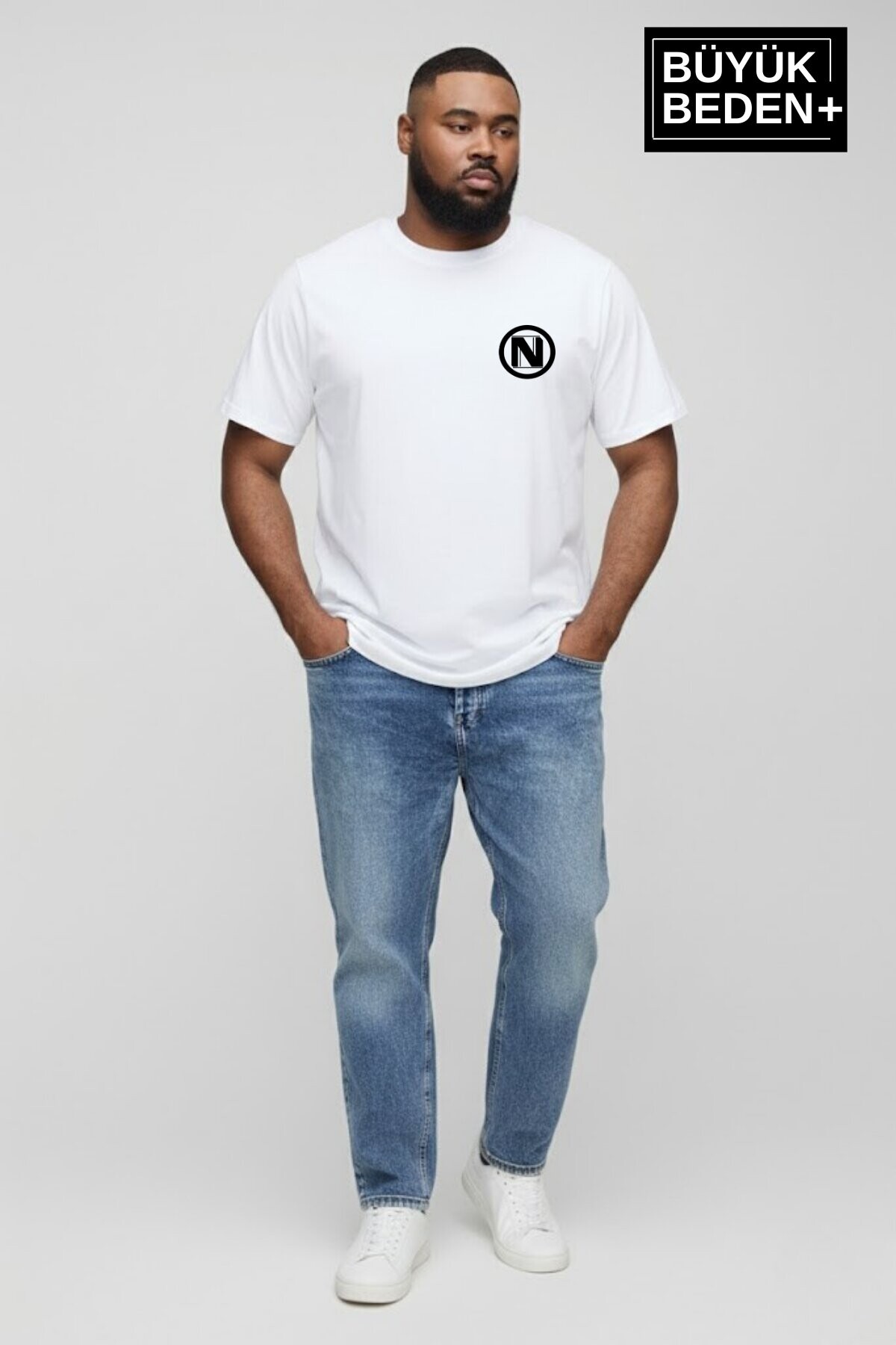 Erkek Büyük Beden N Baskılı 3xl-6xl Bisiklet Yaka Tshırt SPR26BTS510-19