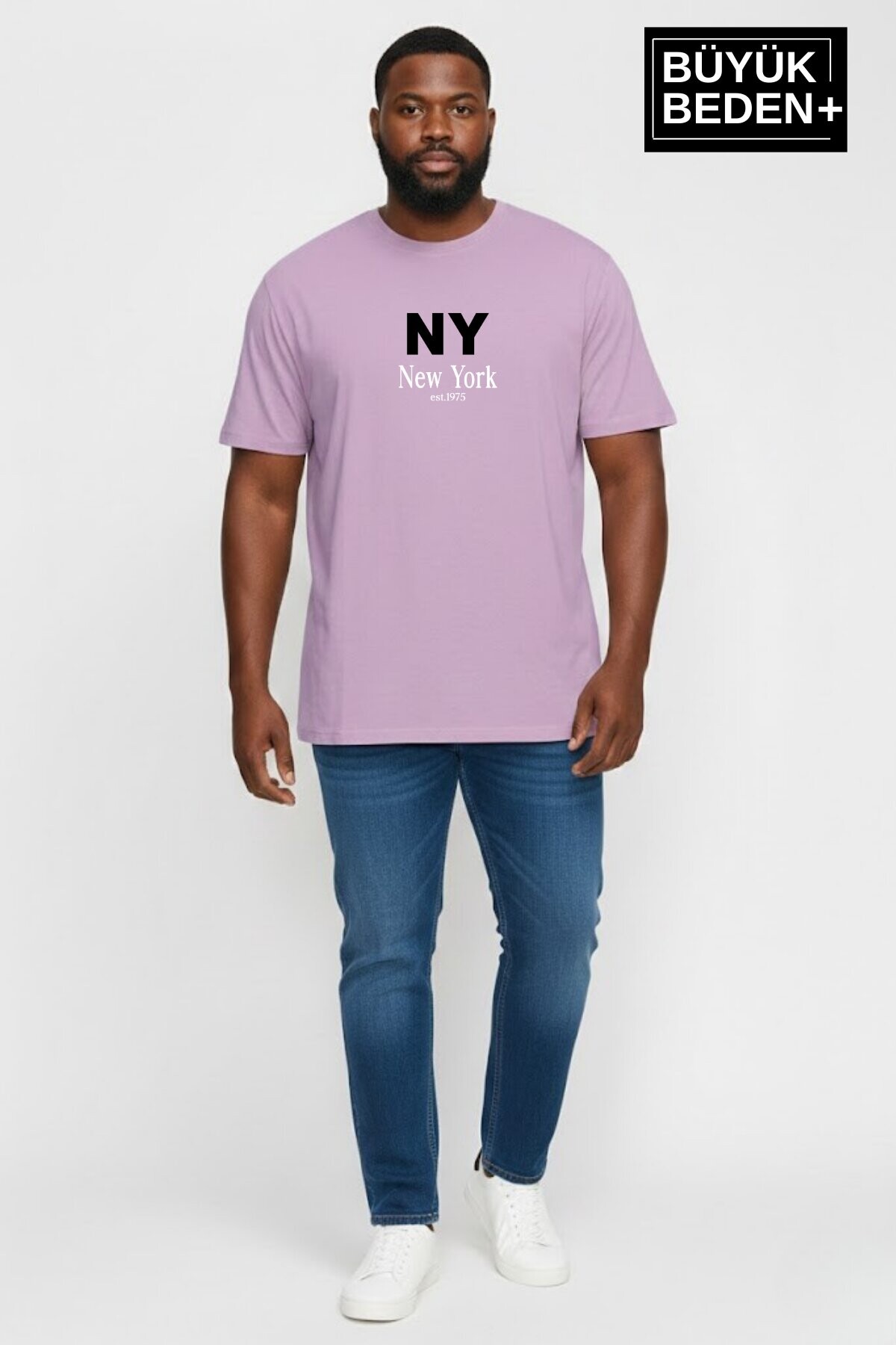 Erkek Büyük Beden NY New York Baskılı 3xl-6xl Bisiklet Yaka Tshırt SPR26BTS510-15