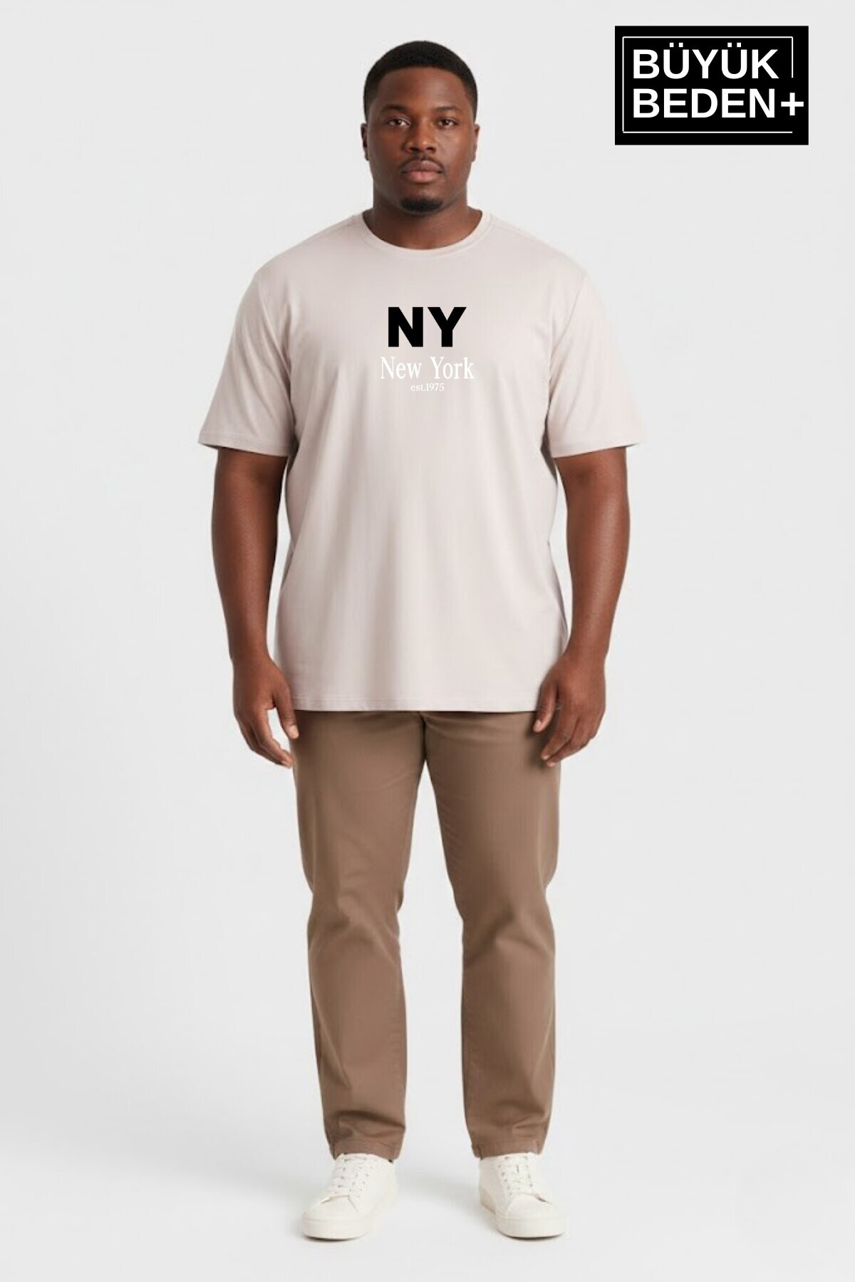 Erkek Büyük Beden NY New York Baskılı 3xl-6xl Bisiklet Yaka Tshırt SPR26BTS510-15
