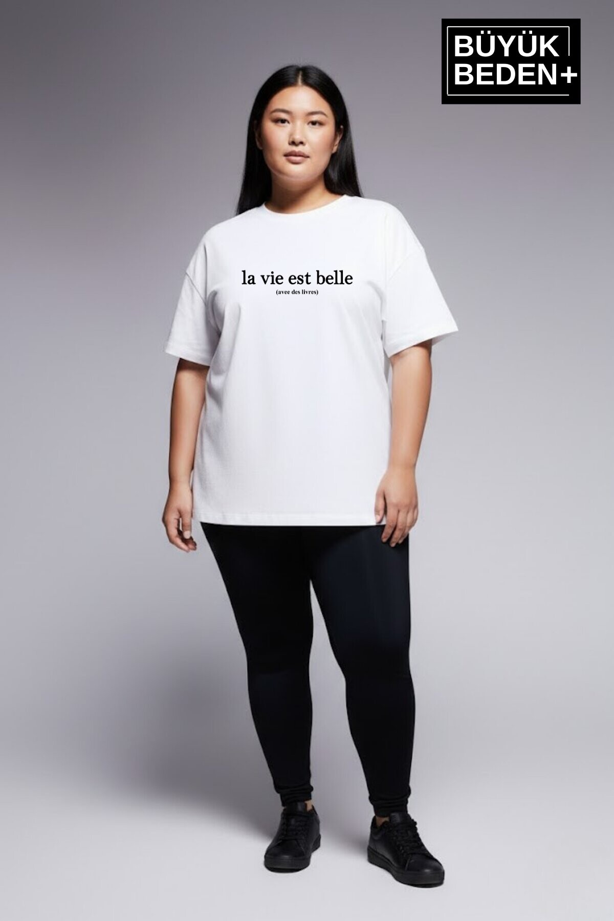Süperlife Kadın Büyük Beden L.v. Est Belle Baskılı 3xl-6xl Bisiklet Yaka Tshırt SPR26BTSK510-17