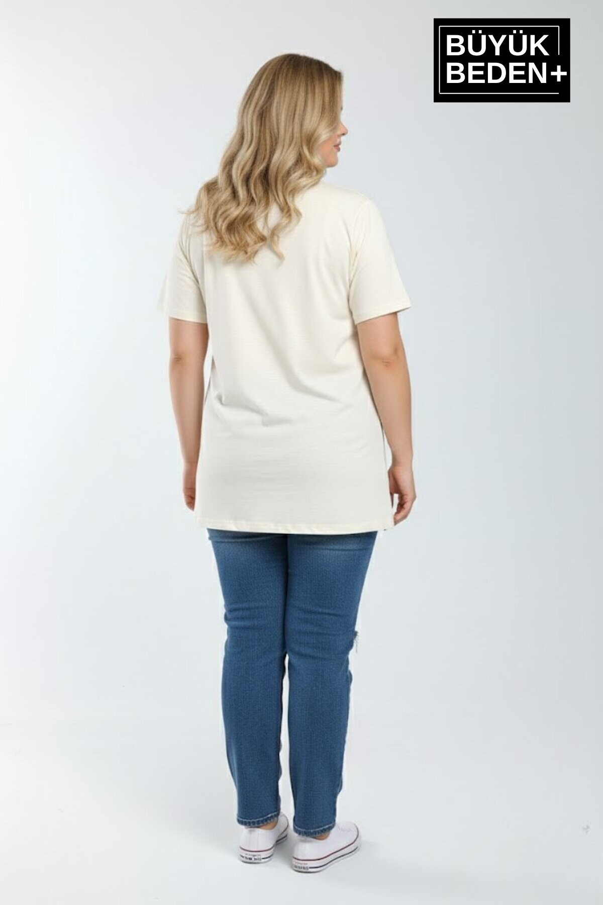 Süperlife Kadın Büyük Beden L.v. Est Belle Baskılı 3xl-6xl Bisiklet Yaka Tshırt SPR26BTSK510-17