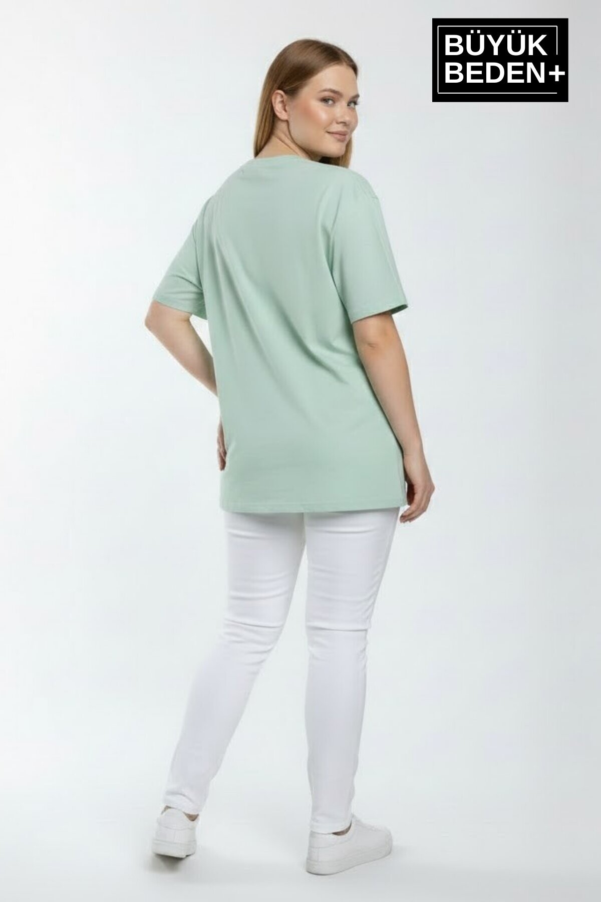 Süperlife Kadın Büyük Beden L.v. Est Belle Baskılı 3xl-6xl Bisiklet Yaka Tshırt SPR26BTSK510-17