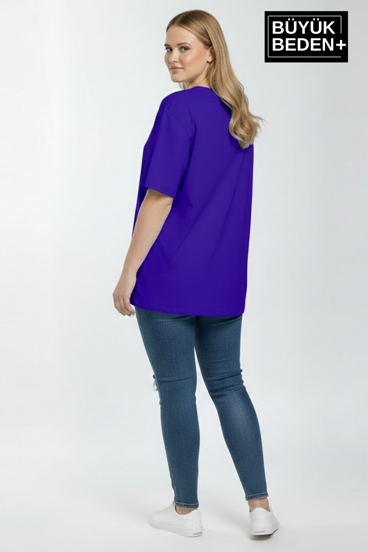 Süperlife Kadın Büyük Beden Los Angeles Baskılı 3xl-6xl Bisiklet Yaka Tshırt SPR26BTSK510-18