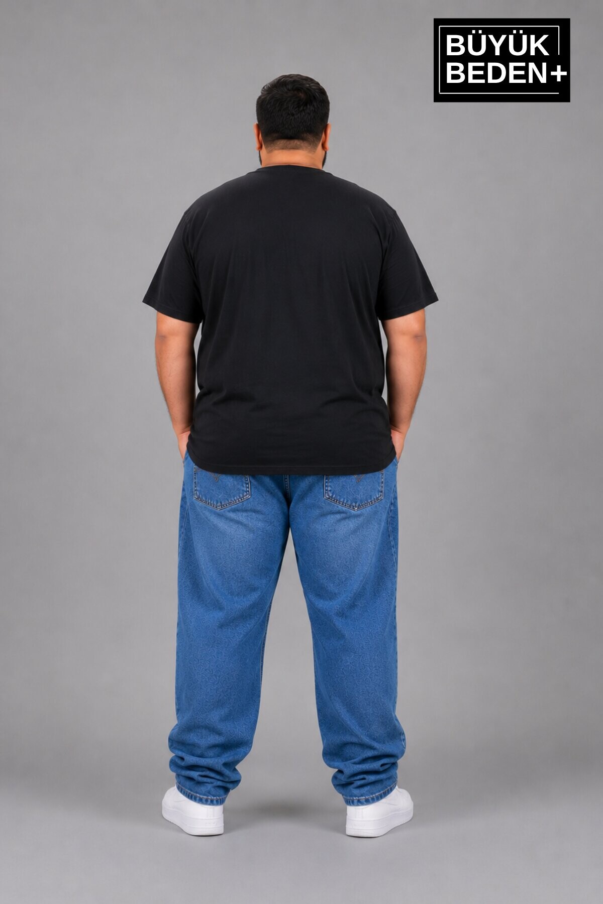 Süperlife Büyük Beden Erkek V Yaka Pamuklu Basic Tişört Lacivert 3XL-6XL SPR26BTS509