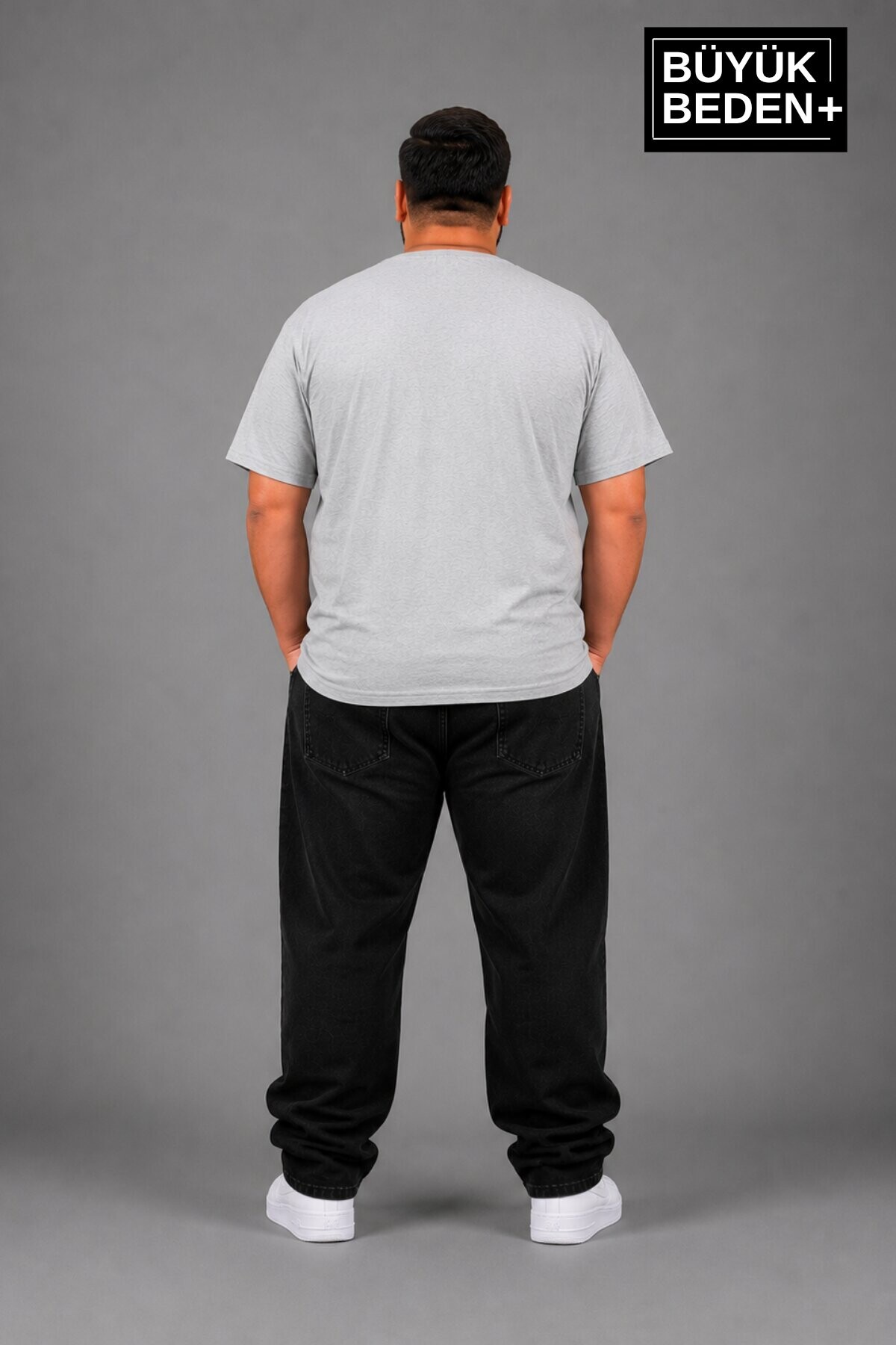 Süperlife Büyük Beden Erkek V Yaka Pamuklu Basic Tişört Lacivert 3XL-6XL SPR26BTS509
