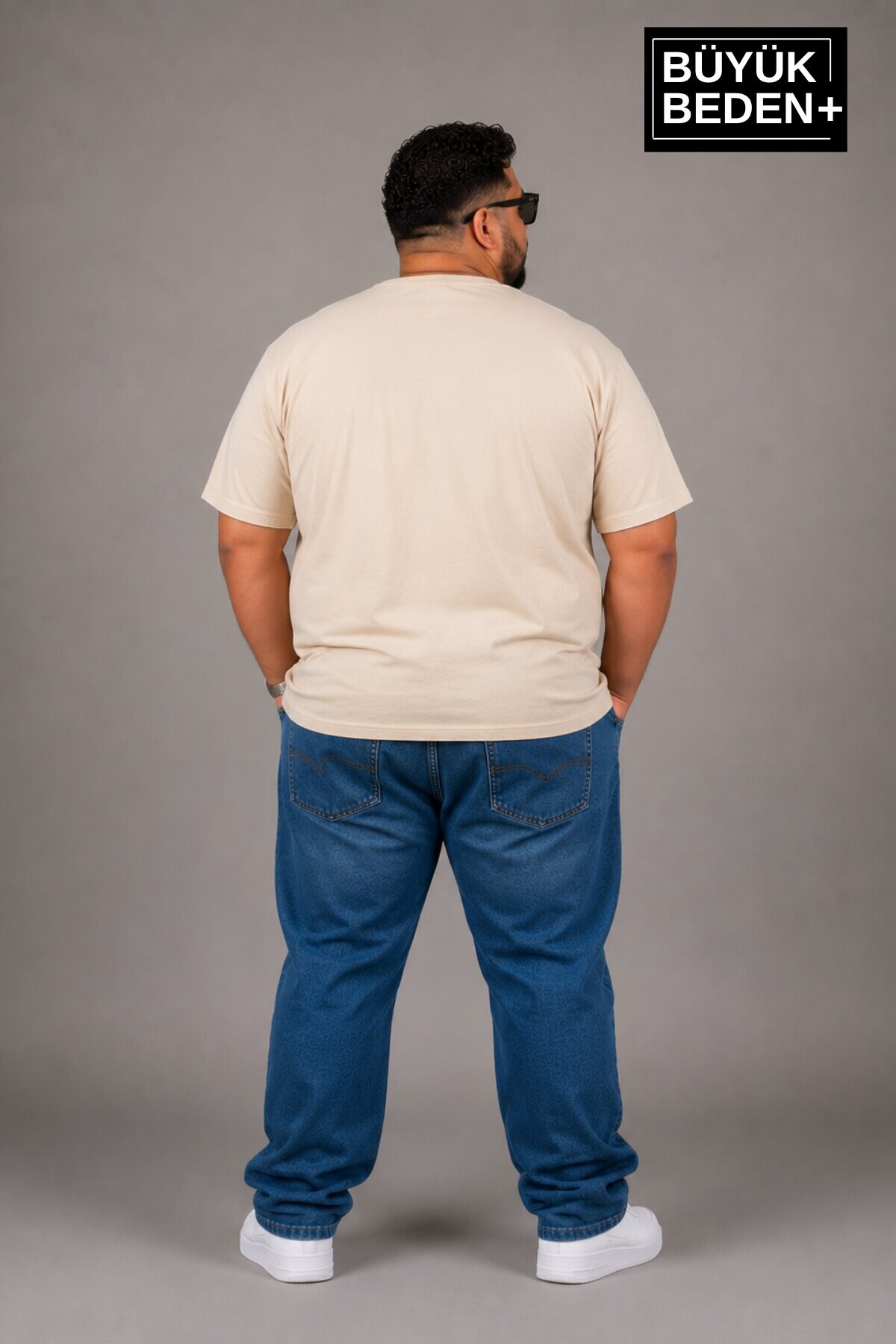 Süperlife Büyük Beden Erkek V Yaka Pamuklu Basic Tişört Lacivert 3XL-6XL SPR26BTS509