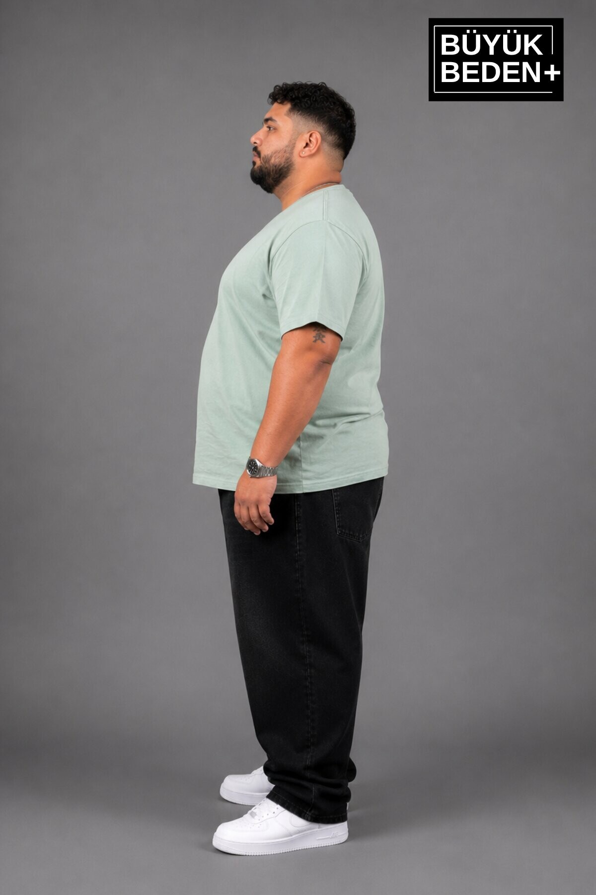 Süperlife Büyük Beden Erkek V Yaka Pamuklu Basic Tişört Lacivert 3XL-6XL SPR26BTS509