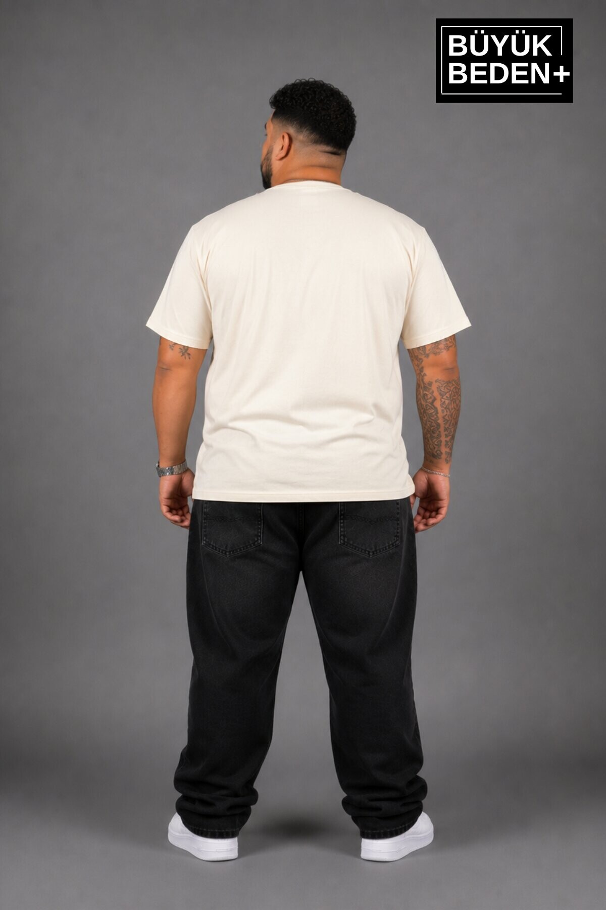 Süperlife Büyük Beden Erkek V Yaka Pamuklu Basic Tişört Lacivert 3XL-6XL SPR26BTS509