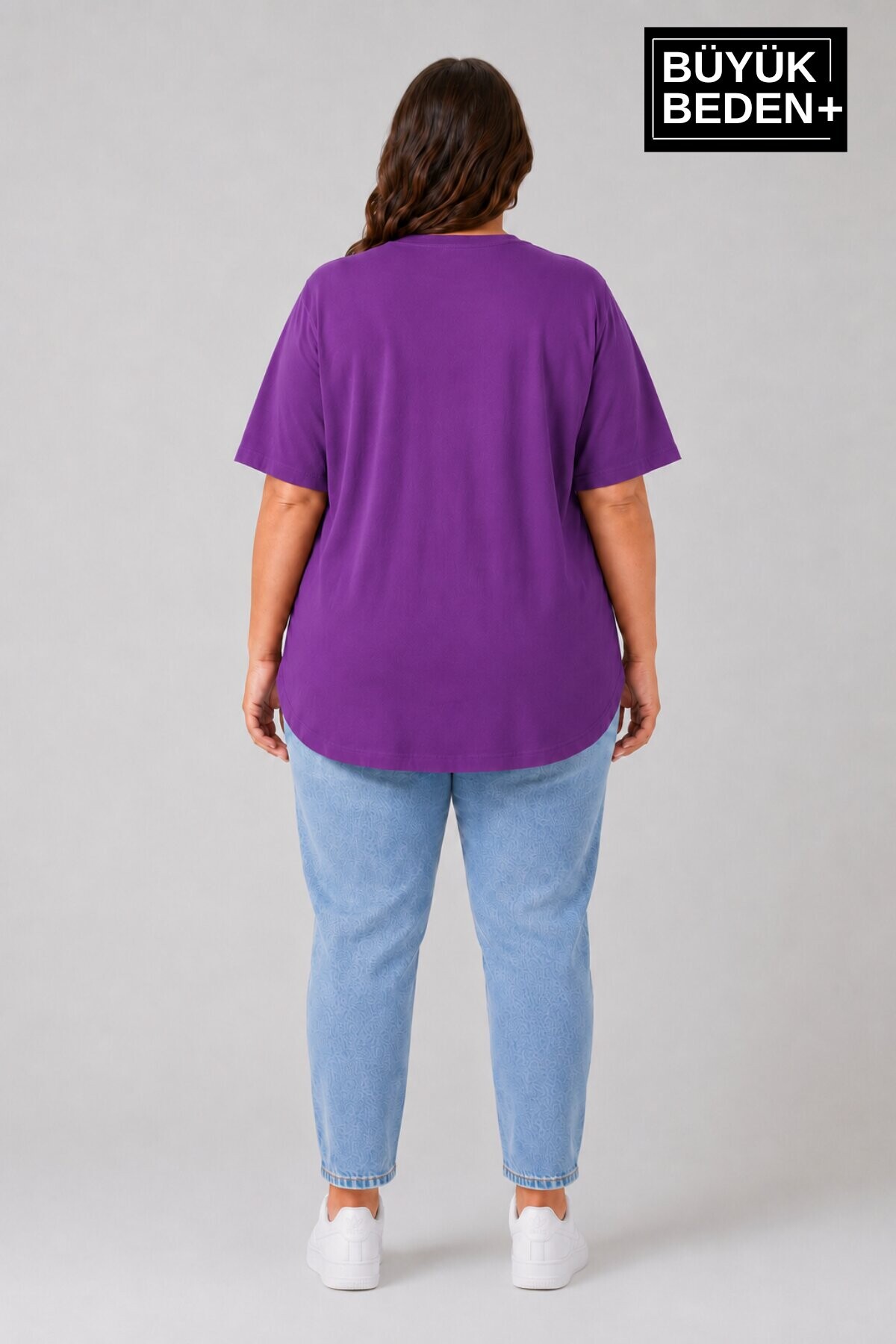 Süperlife Büyük Beden Kadın Bisiklet Yaka Basic Oval Etek Detalylı 3xl-6xl Uzun Tunik SPR26BTSK502