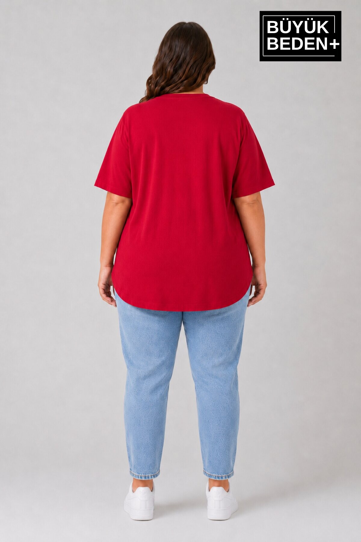 Süperlife Büyük Beden Kadın Bisiklet Yaka Basic Oval Etek Detalylı 3xl-6xl Uzun Tunik SPR26BTSK502