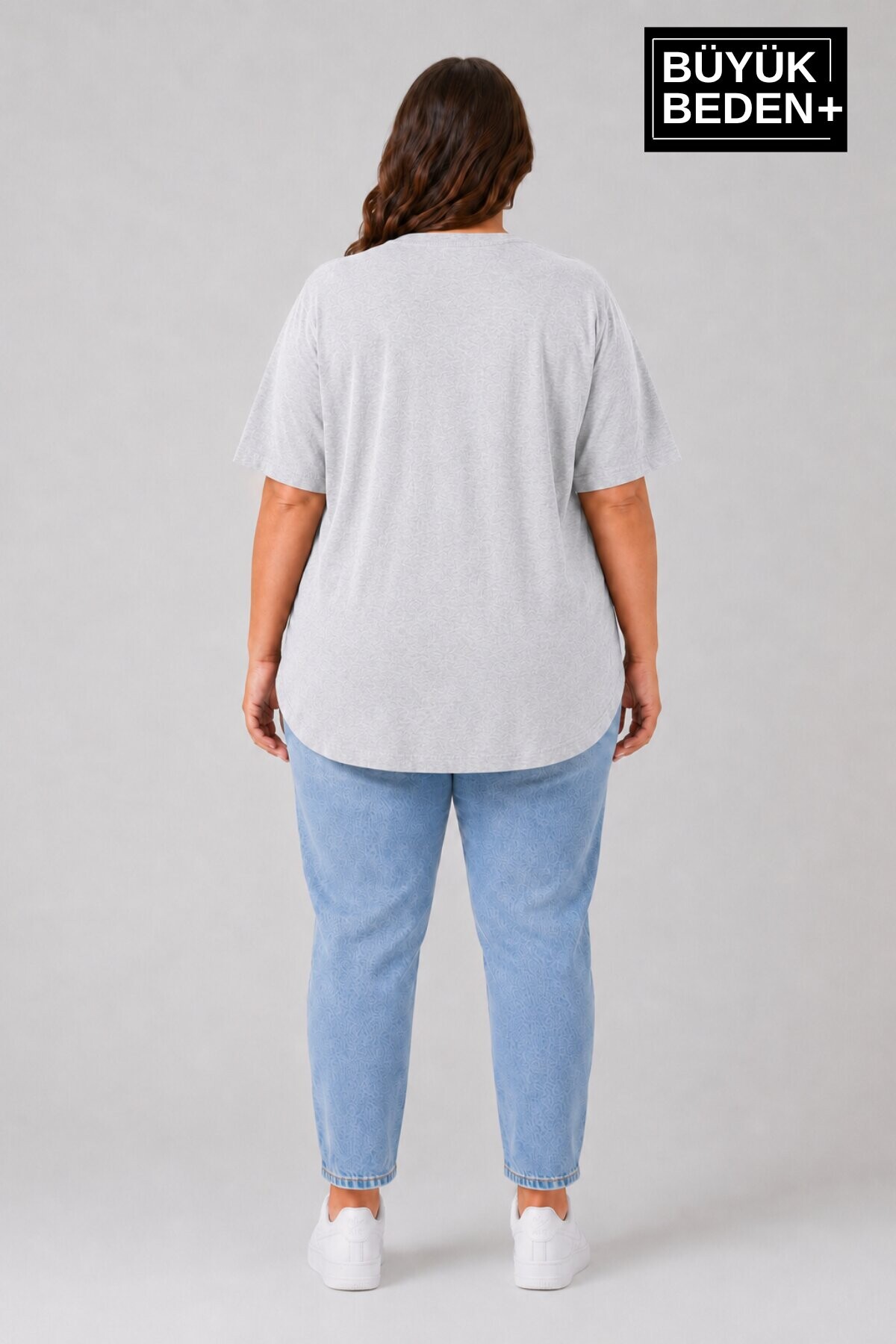 Süperlife Büyük Beden Kadın Bisiklet Yaka Basic Oval Etek Detalylı 3xl-6xl Uzun Tunik SPR26BTSK502