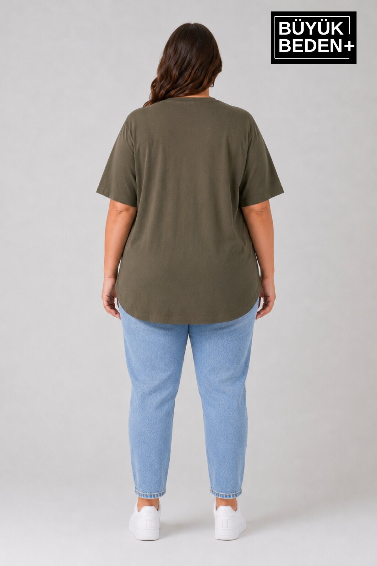 Süperlife Büyük Beden Kadın Bisiklet Yaka Basic Oval Etek Detalylı 3xl-6xl Uzun Tunik SPR26BTSK502