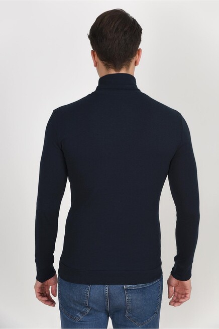 Süperlife Balıkcı Yaka Uzun Kollu Dar Kalıp İnce Erkek Sweatshirt SPR 2019K21