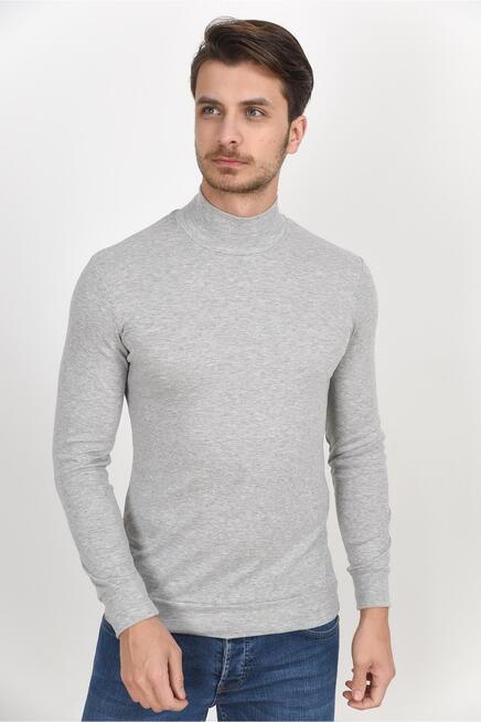 Süperlife Balıkcı Yaka Uzun Kollu Dar Kalıp İnce Erkek Sweatshirt SPR 2019K21
