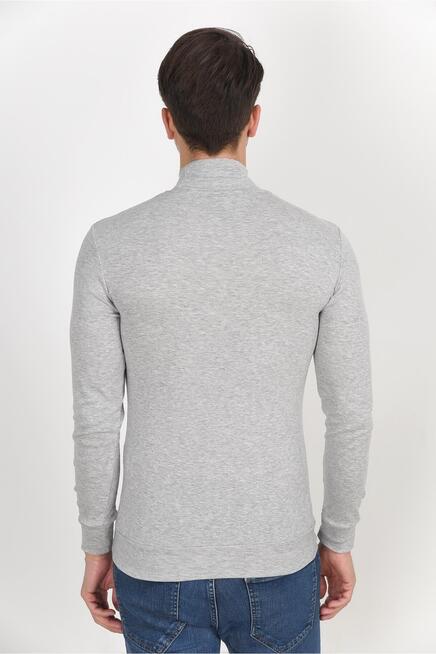 Süperlife Balıkcı Yaka Uzun Kollu Dar Kalıp İnce Erkek Sweatshirt SPR 2019K21