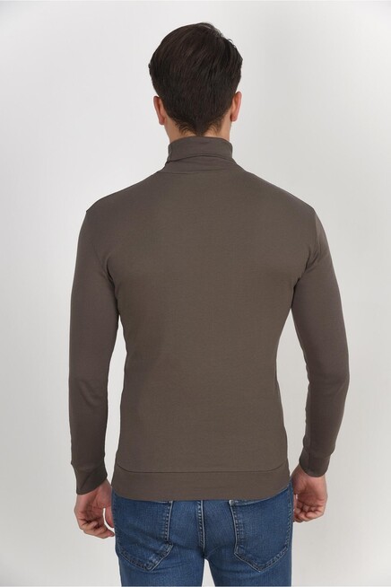 Süperlife Balıkcı Yaka Uzun Kollu Dar Kalıp İnce Erkek Sweatshirt SPR 2019K21