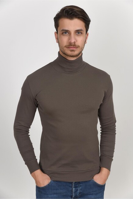 Süperlife Balıkcı Yaka Uzun Kollu Dar Kalıp İnce Erkek Sweatshirt SPR 2019K21