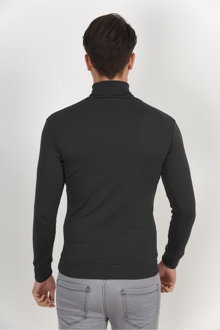 Süperlife Balıkcı Yaka Uzun Kollu Dar Kalıp İnce Erkek Sweatshirt SPR 2019K21