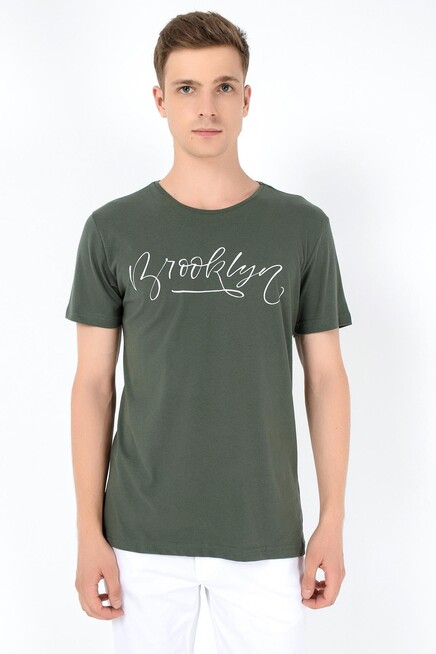 Süperlife Erkek Bisiklet Yaka Dar Kalıp Baskılı Tişort SPR 261