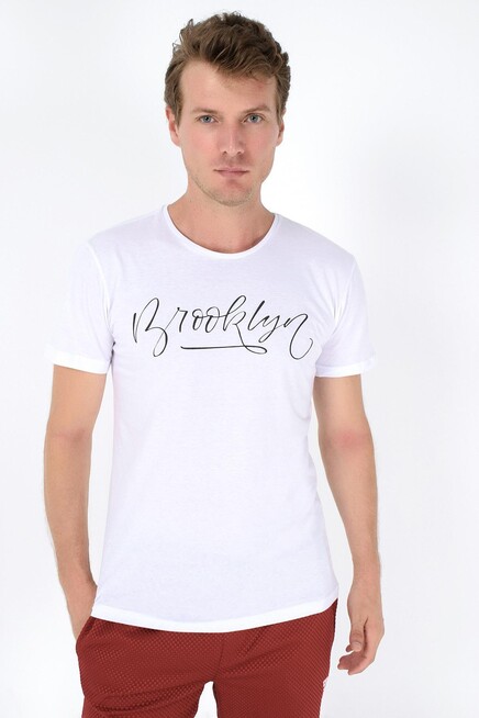 Süperlife Erkek Bisiklet Yaka Dar Kalıp Baskılı Tişort SPR 261