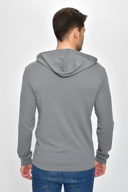 Süperlife Kapşonlu Uzun Kollu Baskılı Dar Kalıp İnce Erkek Sweatshirt 2019K26