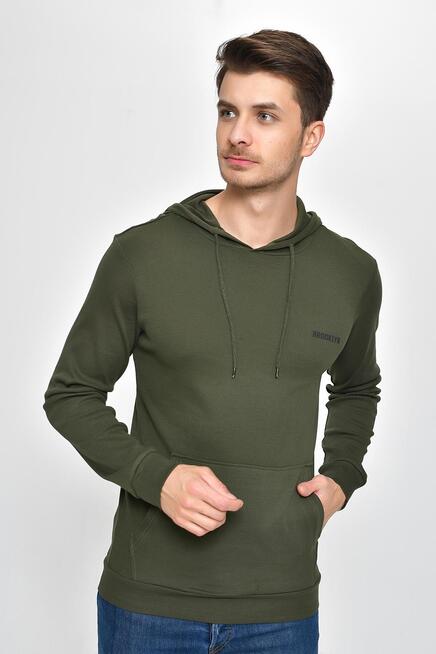 Süperlife Kapşonlu Uzun Kollu Baskılı Dar Kalıp İnce Erkek Sweatshirt 2019K26