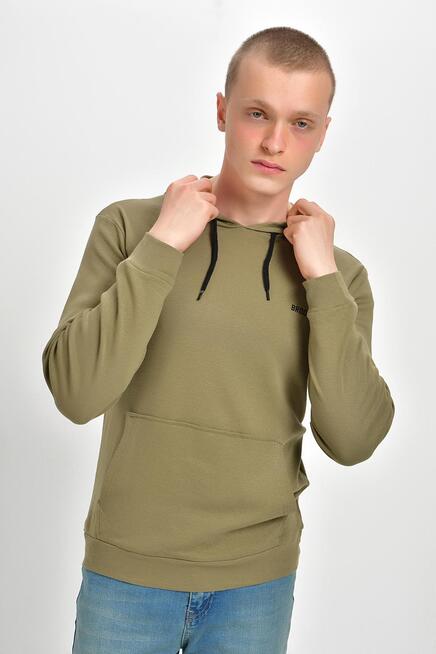Süperlife Kapşonlu Uzun Kollu Baskılı Dar Kalıp İnce Erkek Sweatshirt 2019K26