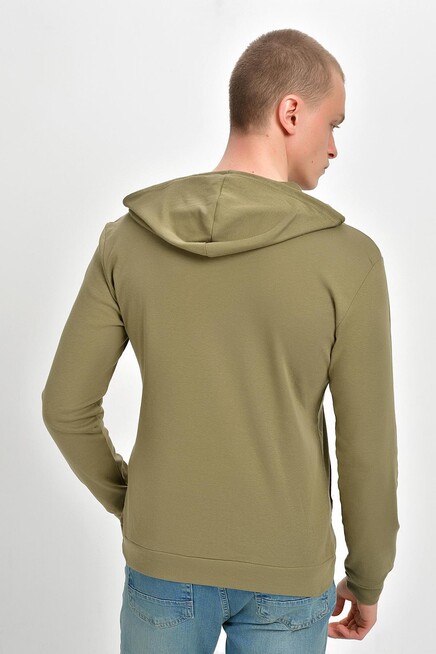 Süperlife Kapşonlu Uzun Kollu Baskılı Dar Kalıp İnce Erkek Sweatshirt 2019K26