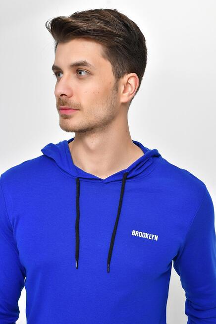 Süperlife Kapşonlu Uzun Kollu Baskılı Dar Kalıp İnce Erkek Sweatshirt 2019K26