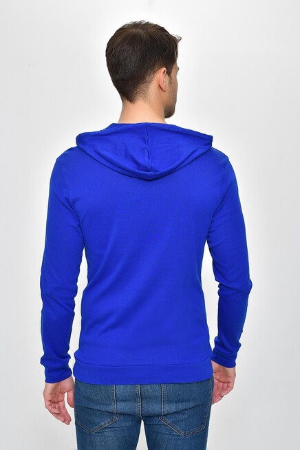 Süperlife Kapşonlu Uzun Kollu Baskılı Dar Kalıp İnce Erkek Sweatshirt 2019K26