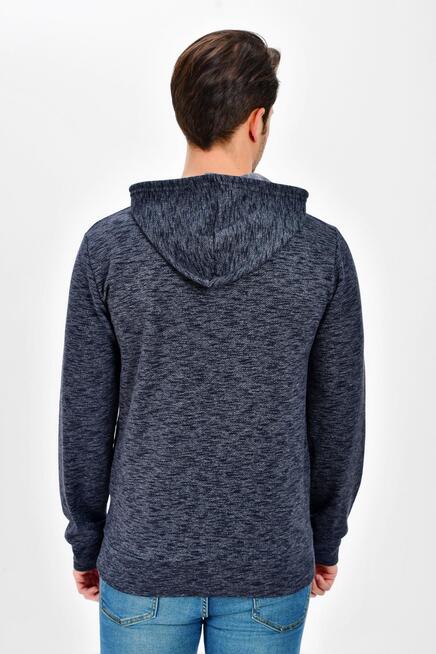 Süperlife Kapşonlu Uzun Kollu Baskılı Dar Kalıp İnce Erkek Sweatshirt SPR 2019K61