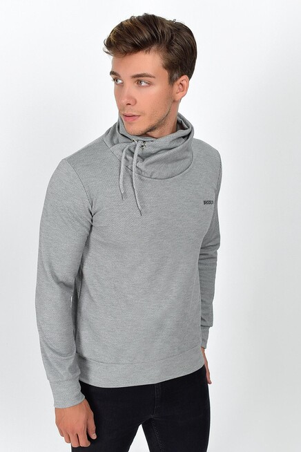 Süperlife Şal Yaka Uzun Kollu Dar Kalıp İnce Erkek Baskılı Sweatshirt SPR 2019K41